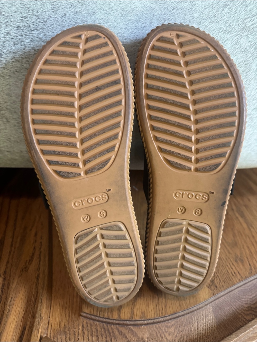 CROCS Brown Tan-Soled Slide Sandals - Picture 2 of 3
